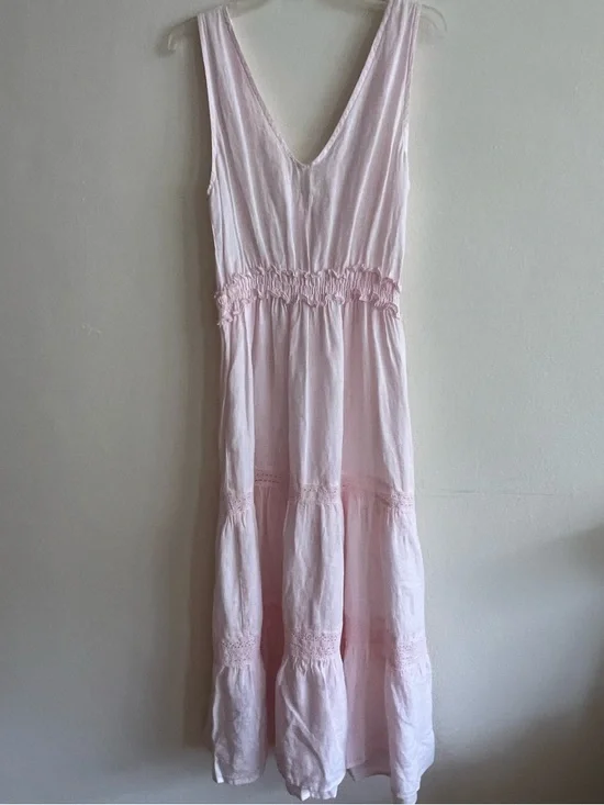 NWT 120% Lino Brand Italy pink size 44 lace v neck - Picture 4 of 11